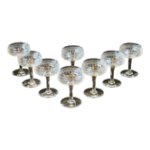8 old champagne glasses in crystal engraved 1910