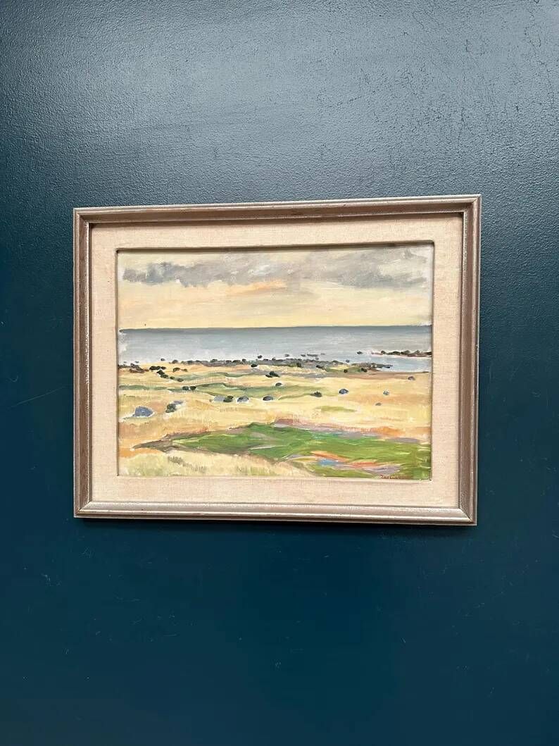 Original Swedish Oil on Canvas - "Beach of Malö" by Bo von Zweigbergk - Signed - Vintage and Framed - 55.5 x 43.5 cm (21.9" x 17.1")