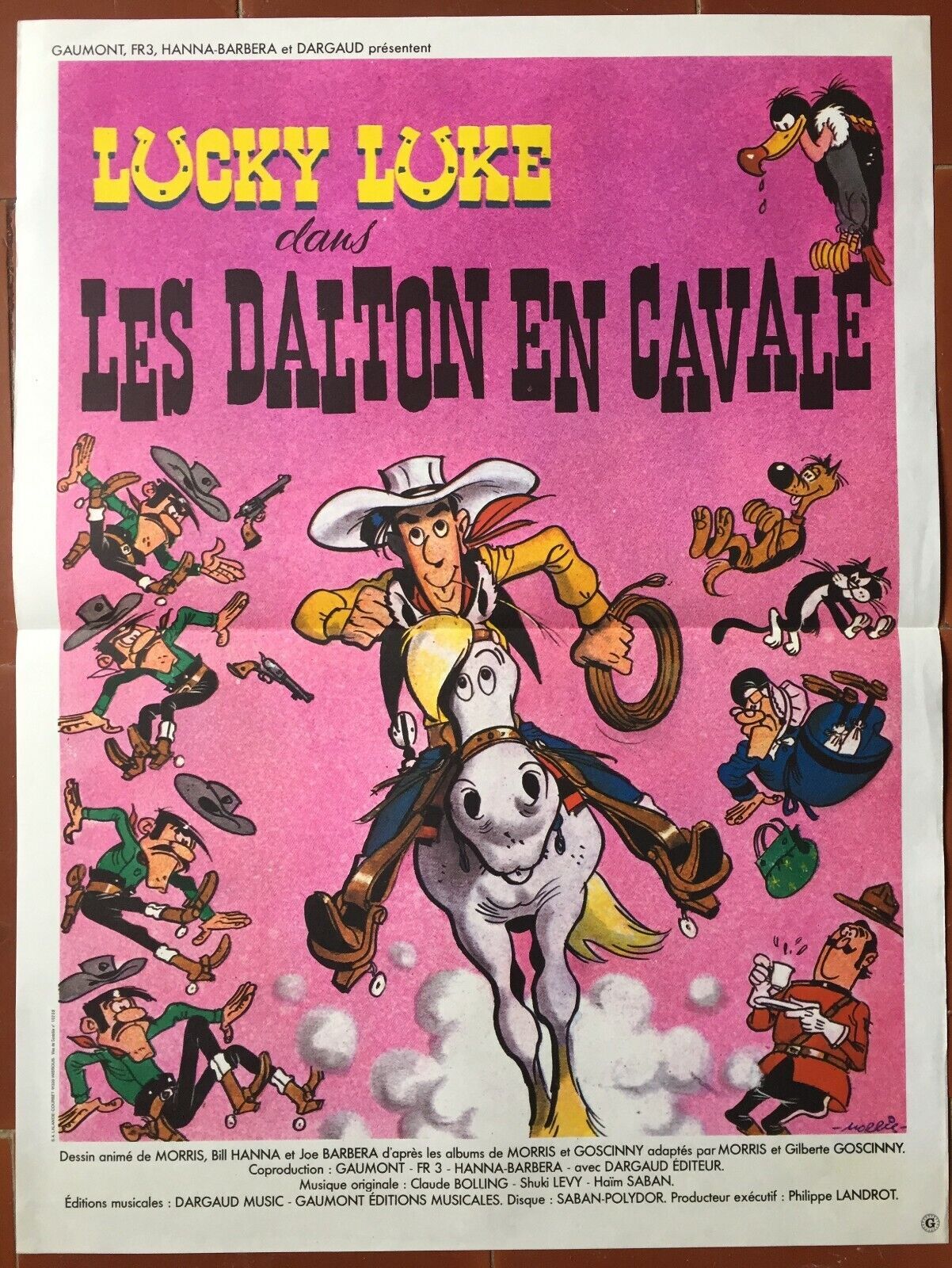Original movie poster "Lucky Luke Les Dalton en Cavale" Morris, Goscinny 40x60cm 1983