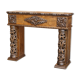 Antique fireplace from around 1880 in solid hand-carved elm with openwork columns.