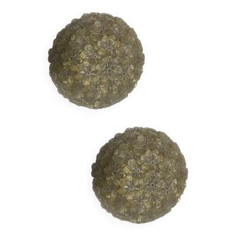 Murano Glass Flower Seguso Flushmounts Set of 2 1960’s