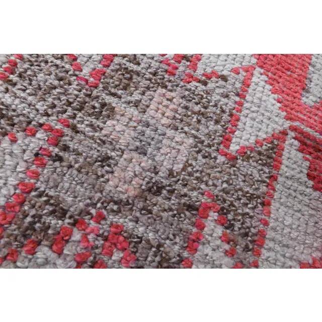 1970s Vintage Turkish Oushak Handmade Wool Cotton Pink Runner Rug 74x275