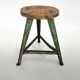 Vintage Industrial Steel & Wood Tripod Stool with Original Patina, 1950's