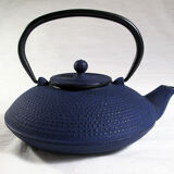 Japanese teapot in blue cast iron