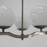 Nickel-plated three flamming functionalist chandelier, 1930s