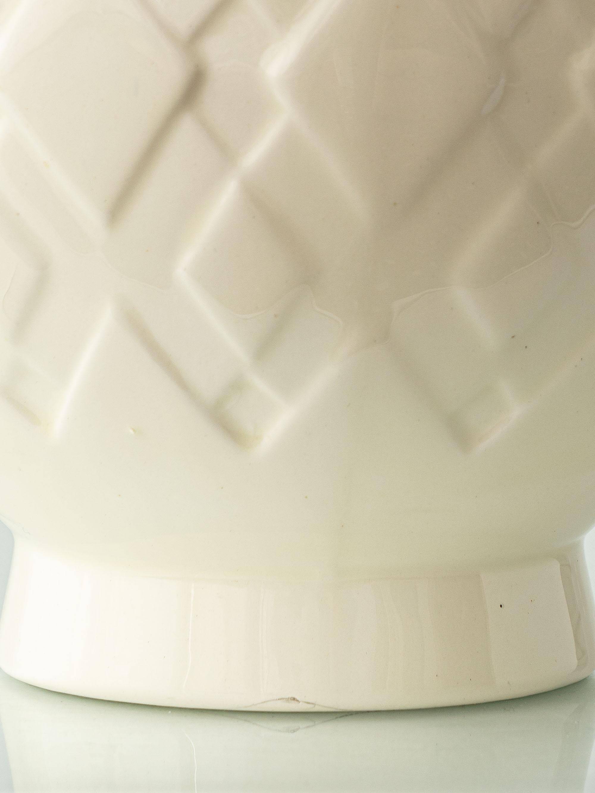 Art Deco pineapple table lamp by Charles Catteau with new Ikat silk shade, 1920s.