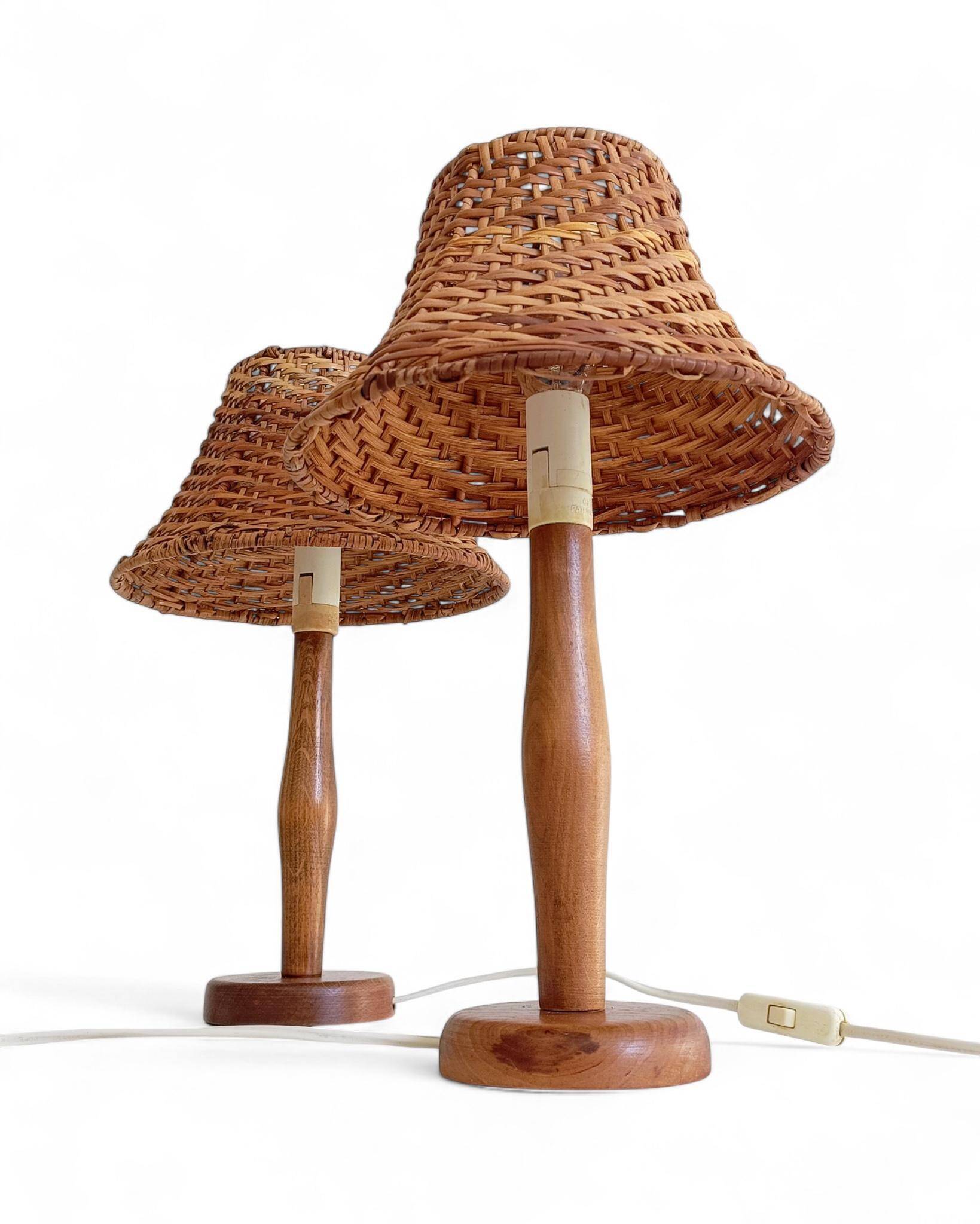 Pair of 1960s Swedish Pine Table Lamps by Ikea — Mid-Century Organic Modern