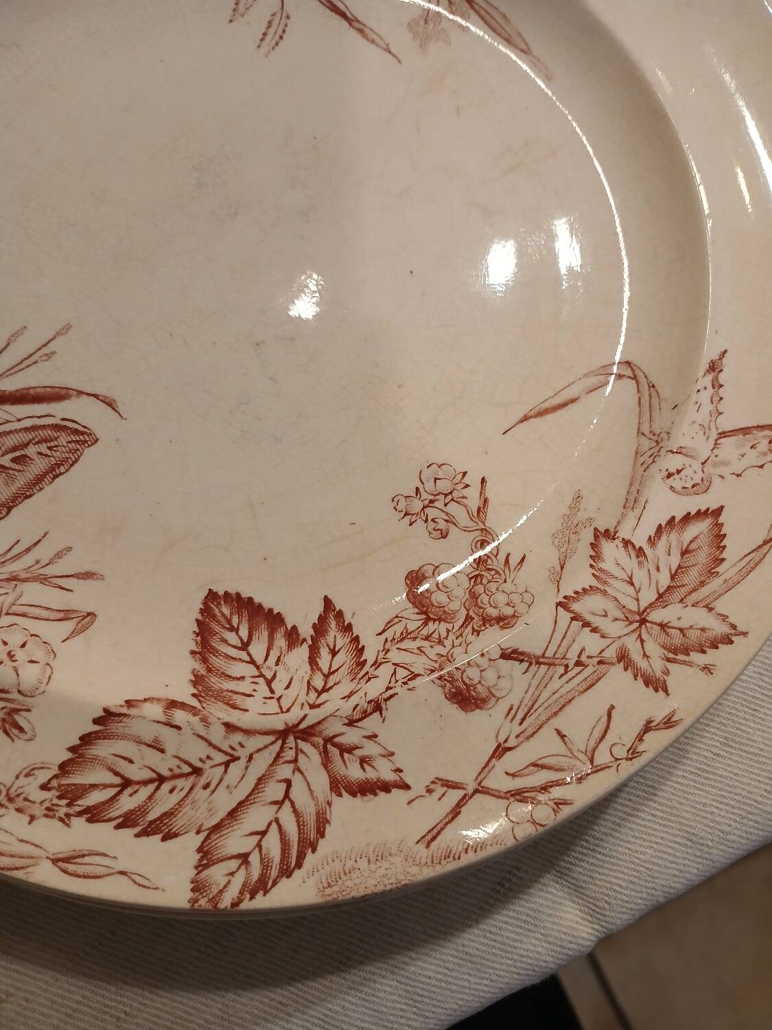 10 antique ironstone dinner plates