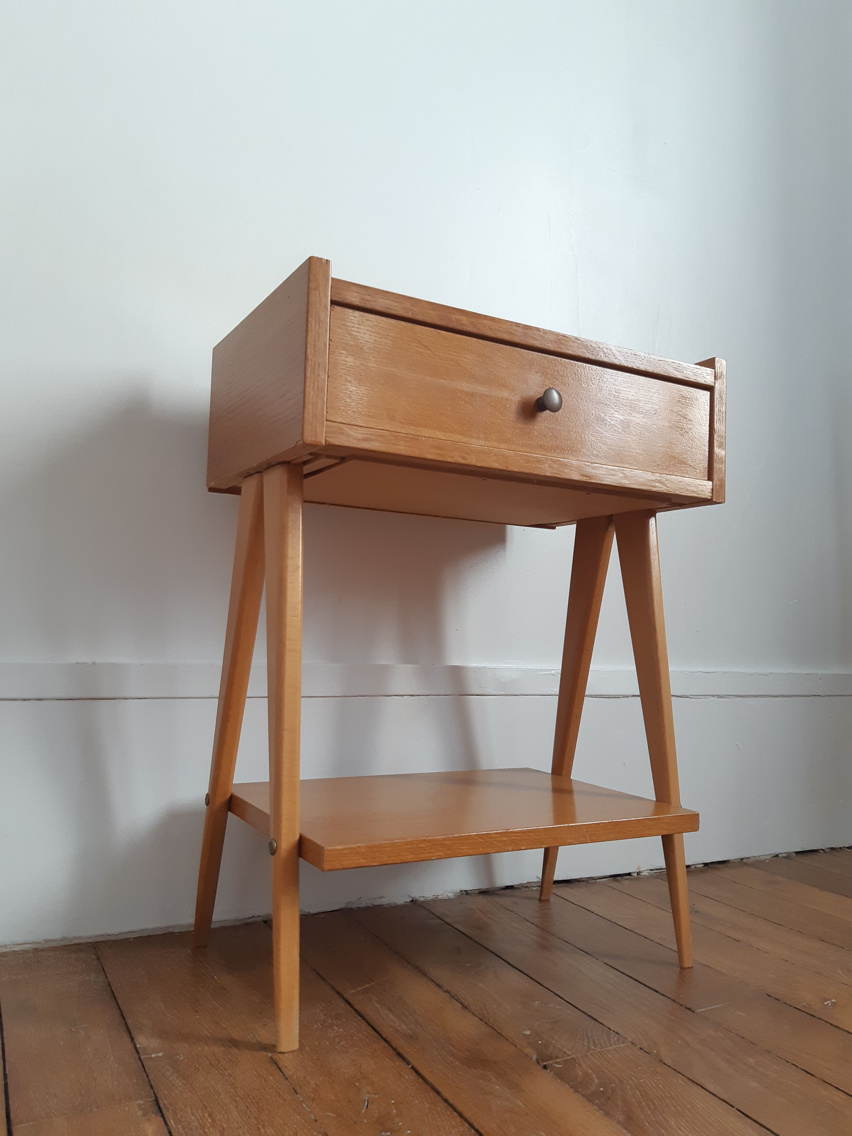 Vintage bedside table compass foot
