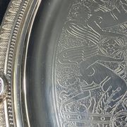 Very large silver metal serving tray christofle malmaison model
