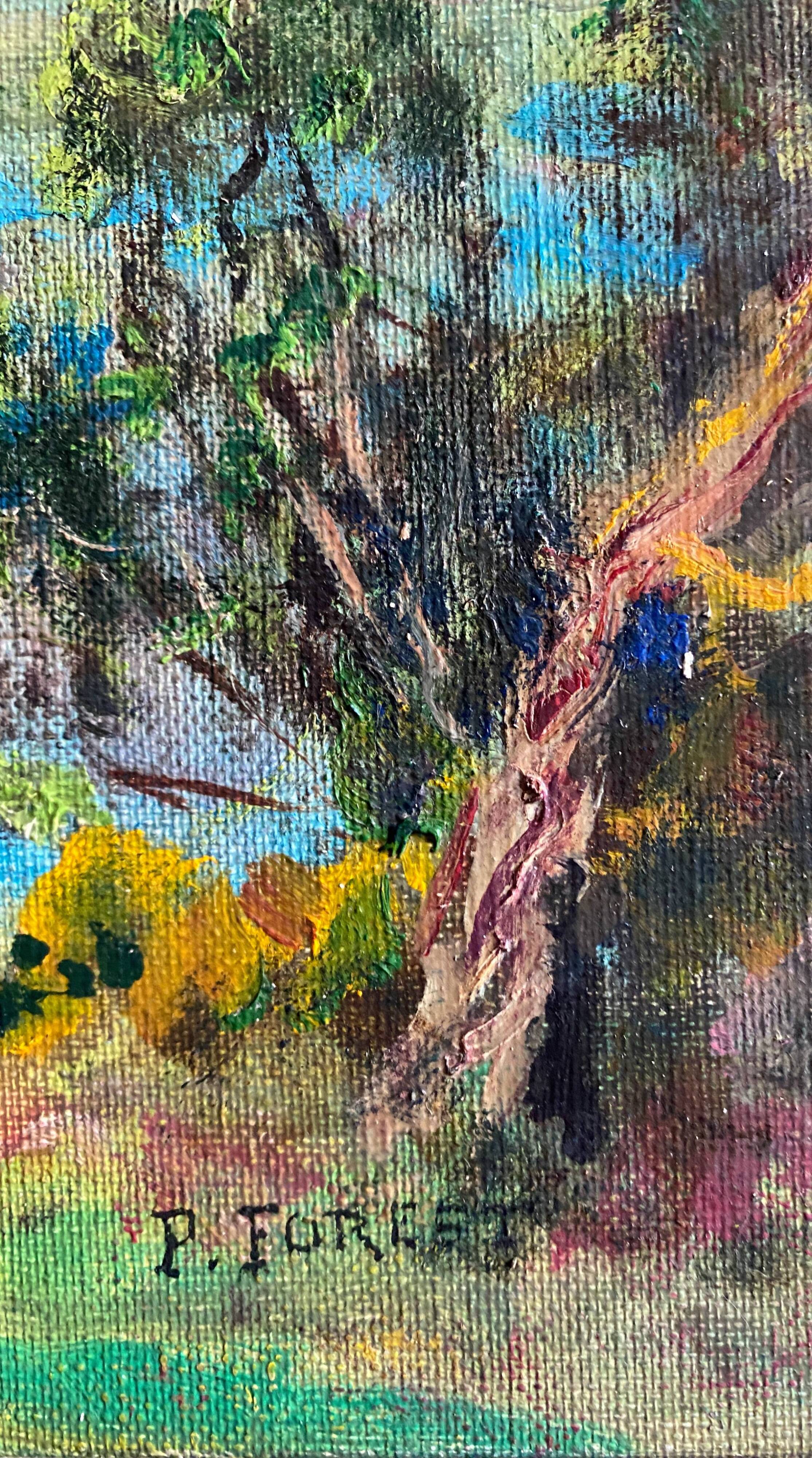 HST painting: "Landscape at the river" signed P. Foreet ec. from the 20th century