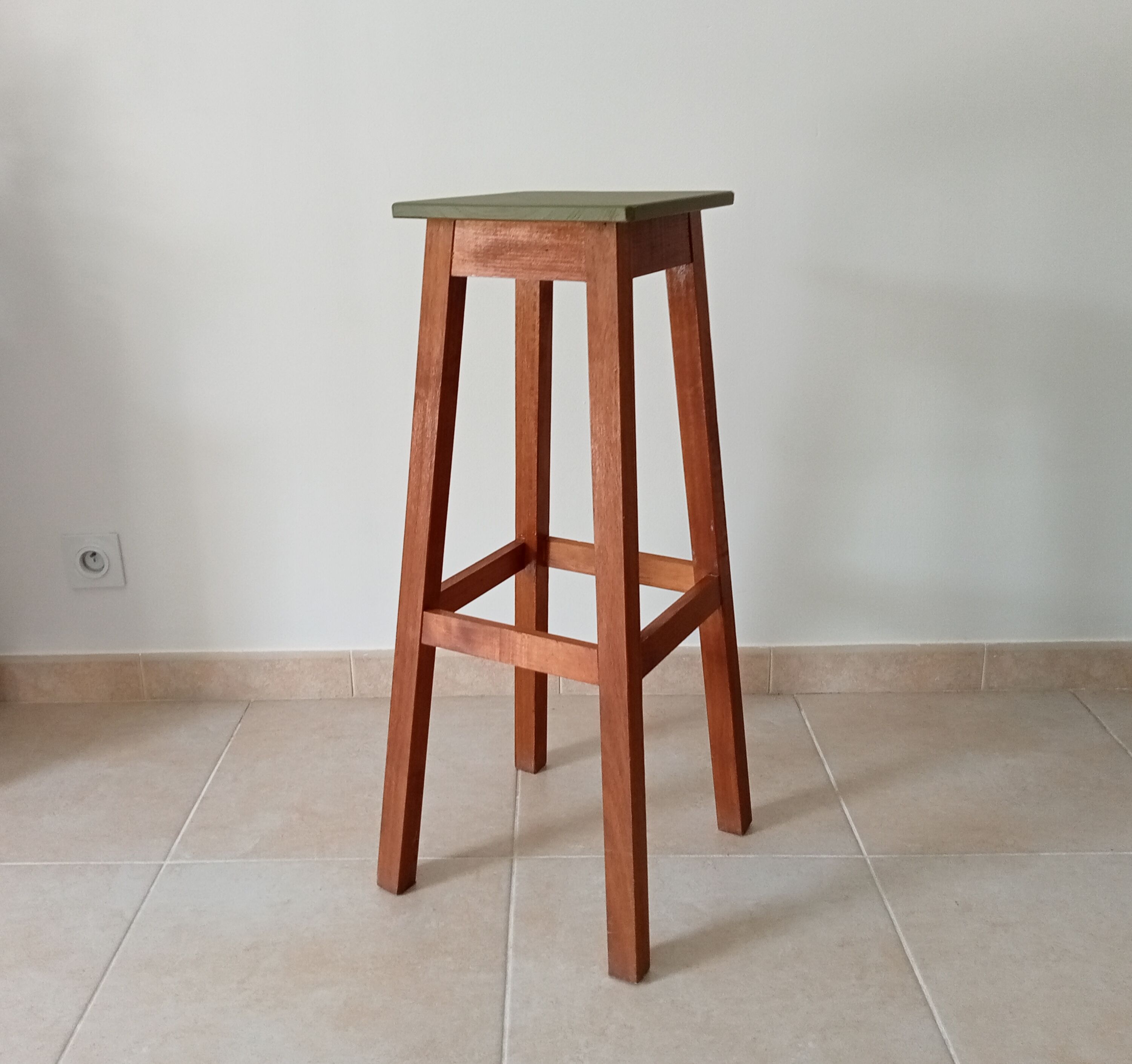 Vintage solid wood high stool