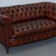 Small Victorian leather Chesterfield sofa
