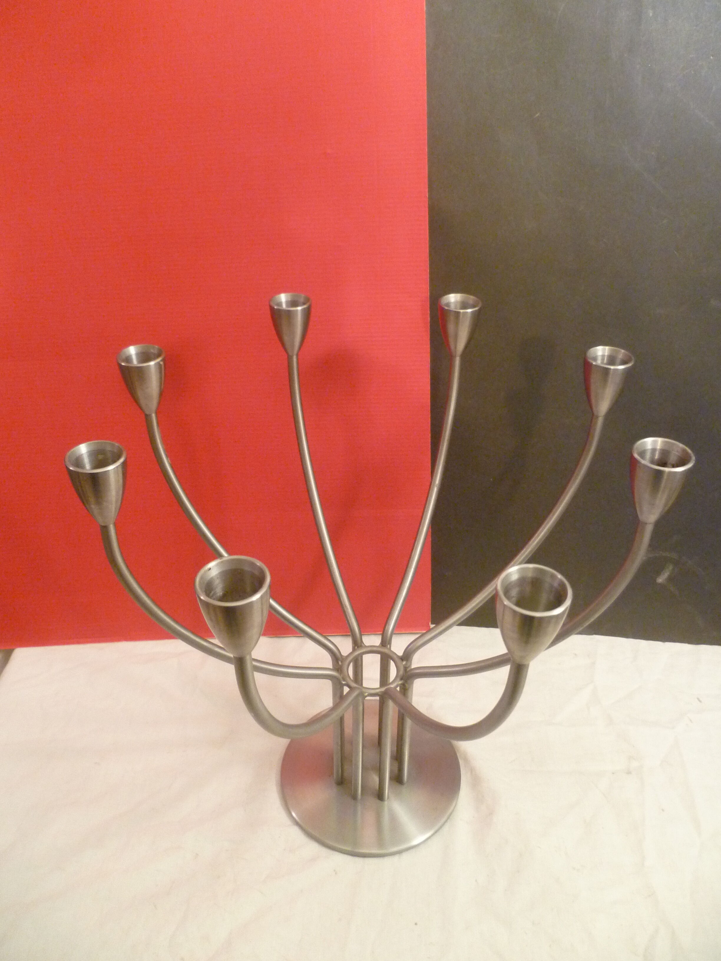 Chandelier design  en acier brosse 8 branches