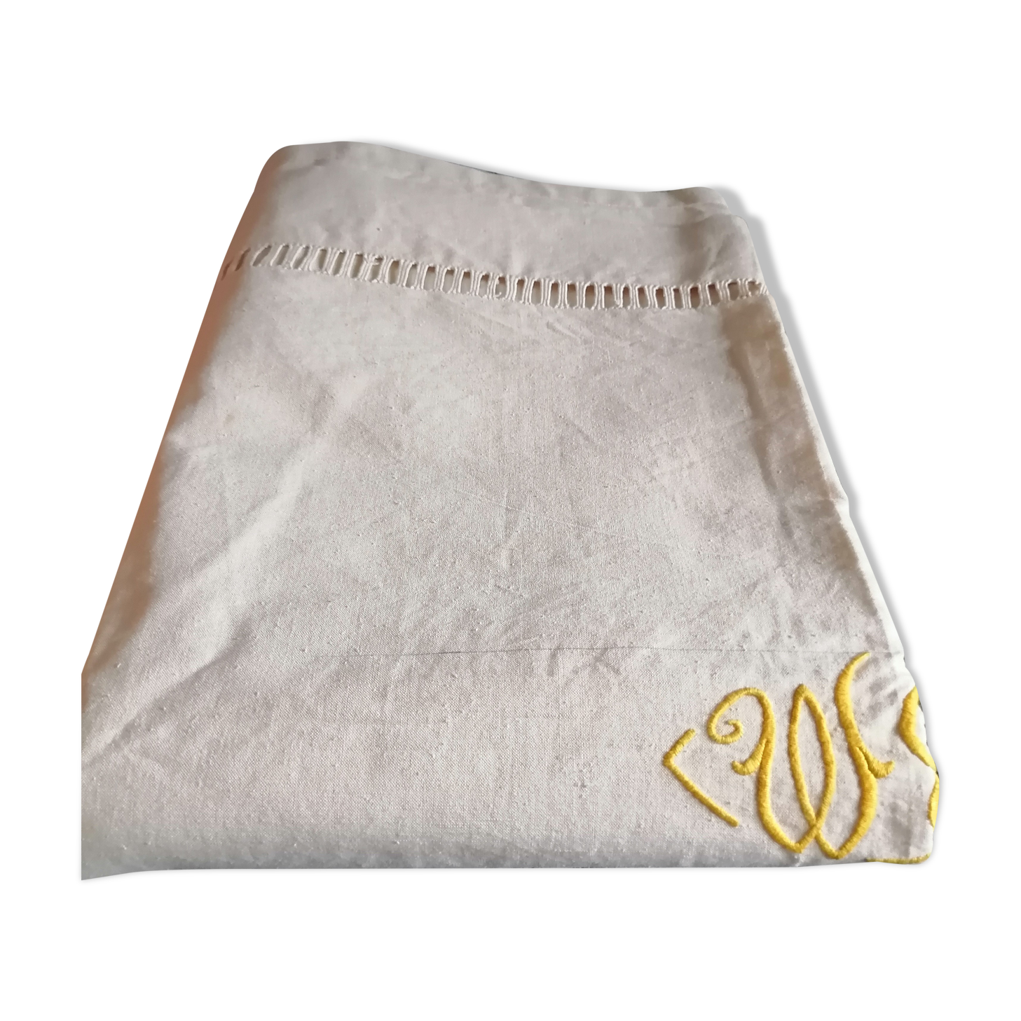 Ecru canvas sheet metis blue flower