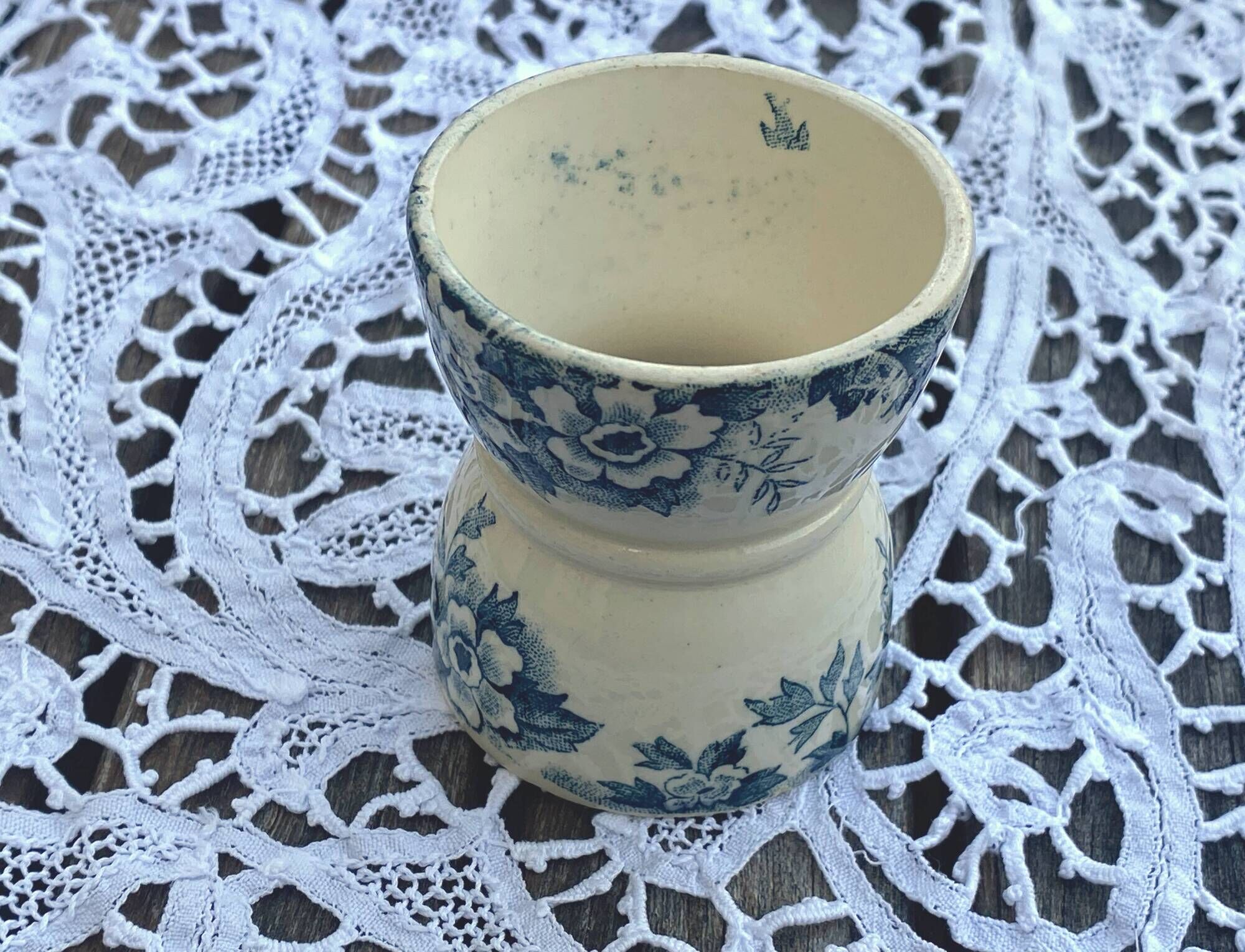 Antique Diabolo egg cup in Saint Amand earthenware - Marie Louise