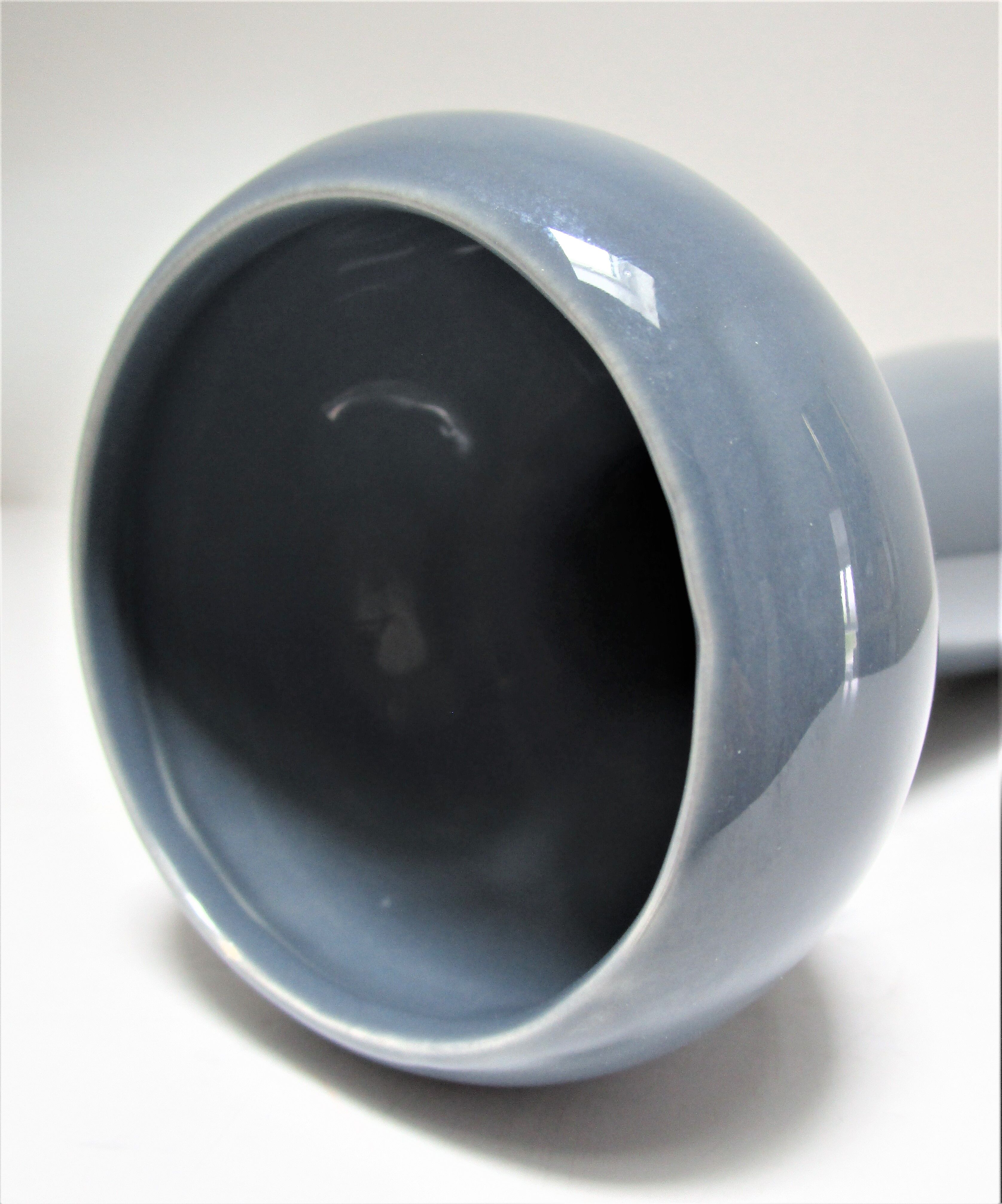 Blue blue grey glazed ceramic hyacinth vase design 70s - 80s