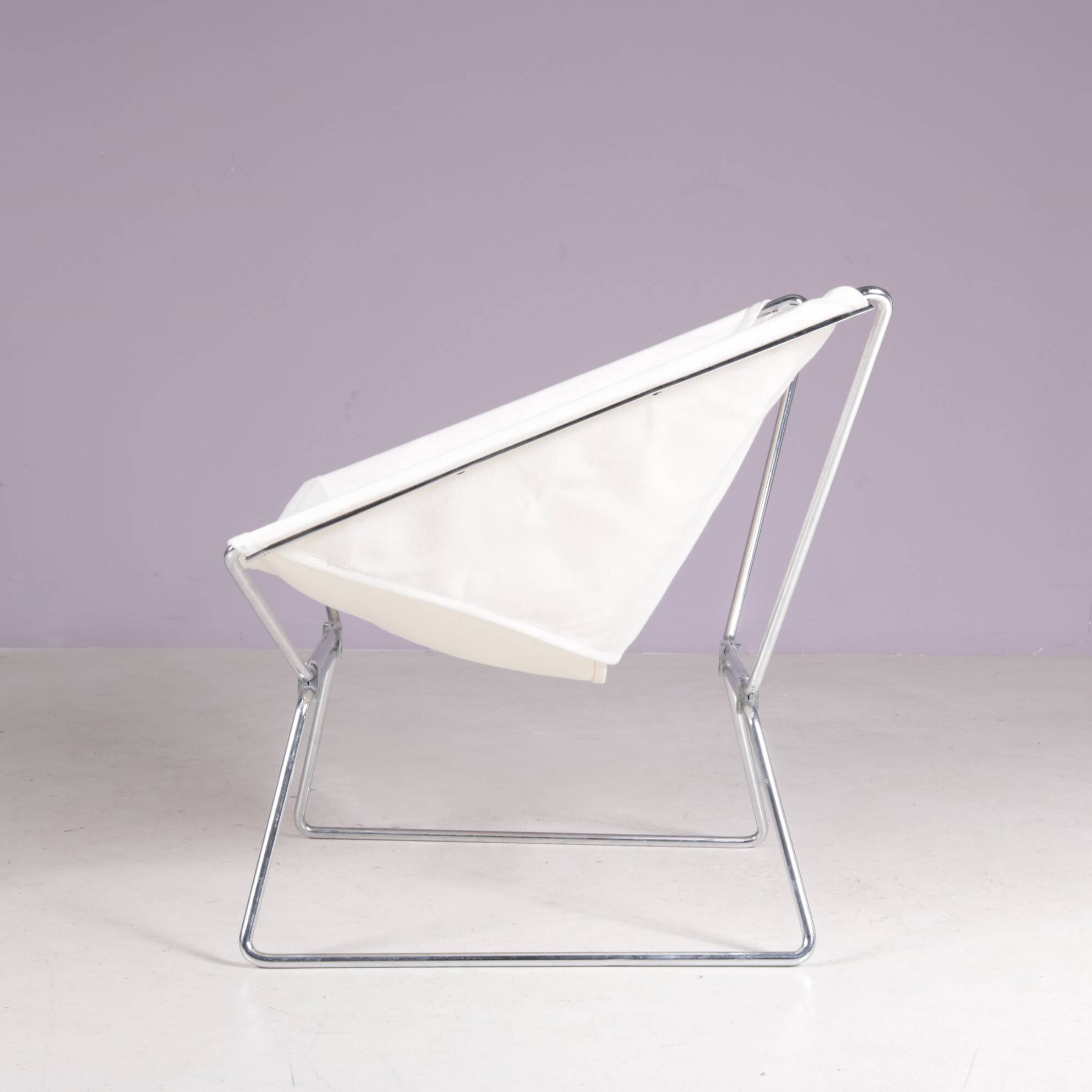 1950s easy chair AP 14 white canvas Pierre Paulin for A. Polak Netherlands