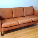 Borge Mogensen style 3-seater leather sofa