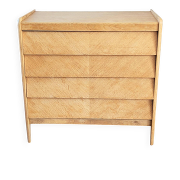 Renovated vintage chest of drawers, 1950s 60s, light oak.