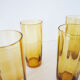 6 amber glass water glasses 1960