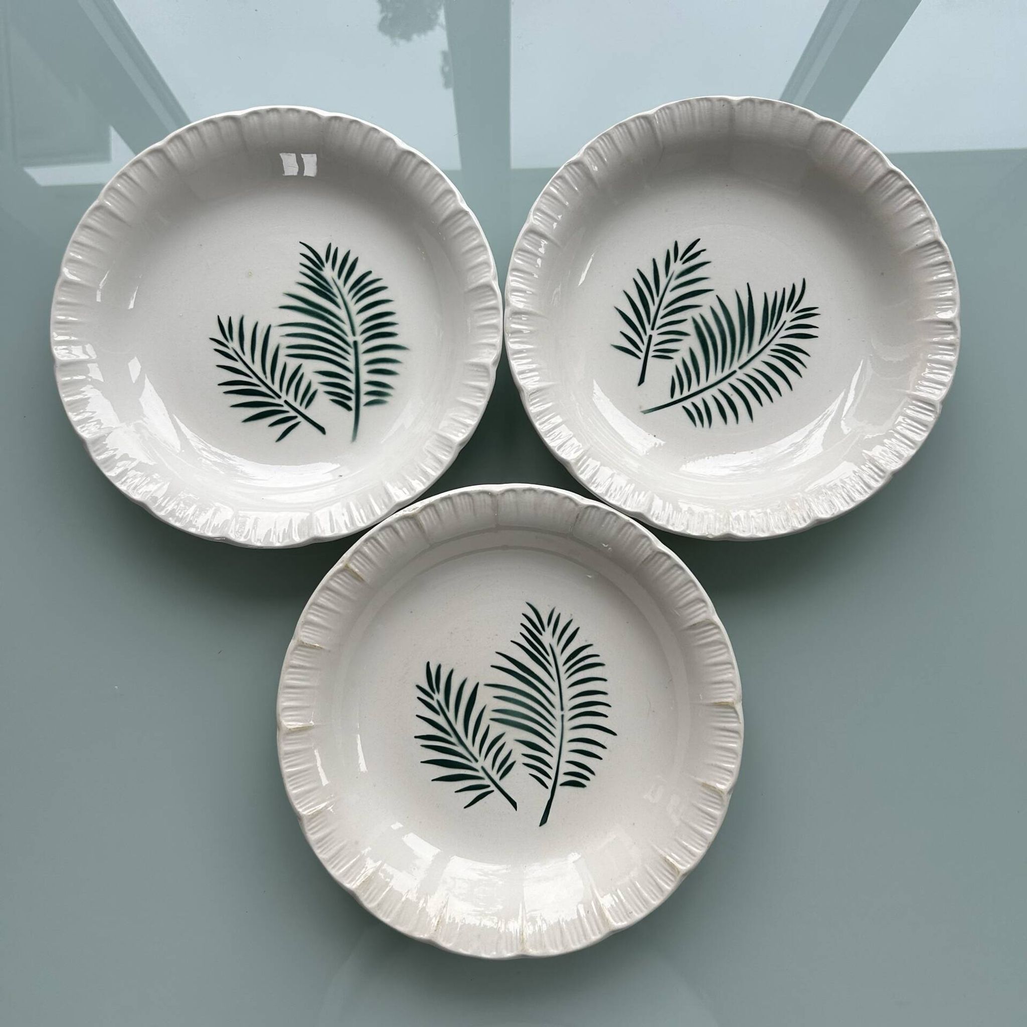 Trio d’assiettes palmes Digoin