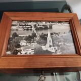 Small old wooden box with customizable key