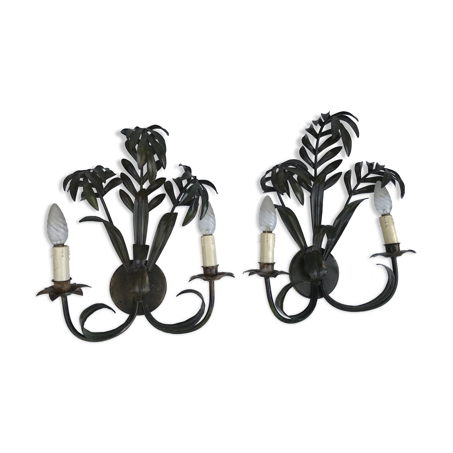 Pair of vintage palm leaf appliques