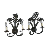 Pair of vintage palm leaf appliques