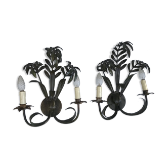 Pair of vintage palm leaf appliques