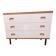 Commode années 70 chêne, laiton et placage blanc cassé