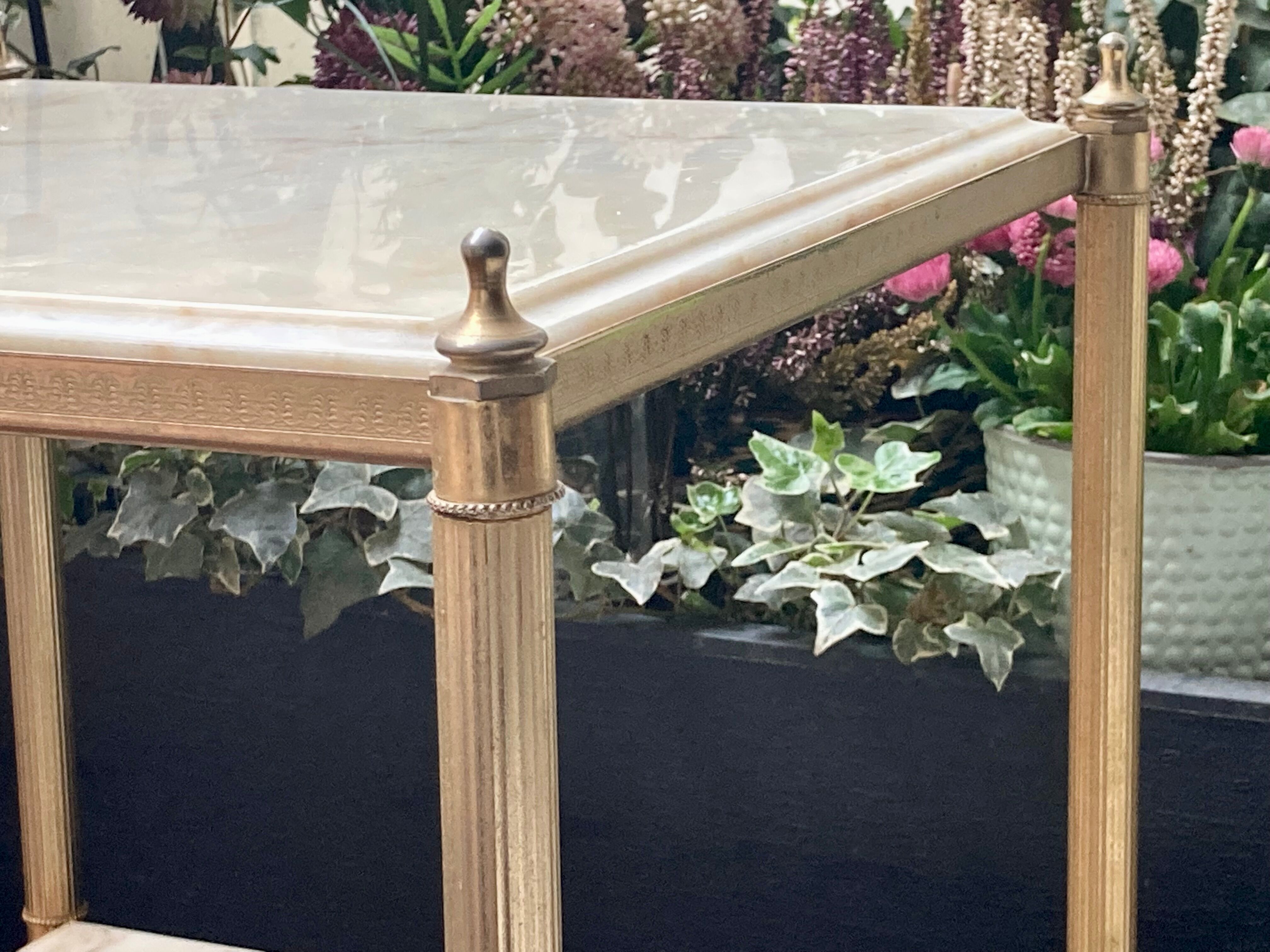 Brass and marble side table