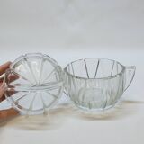 Art deco sugar bowl in molded pressed glass