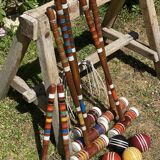 Old wooden croquet game