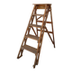 Antique wooden carpenter's stepladder, traces of paint, treated, 110 cm