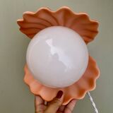 Vintage pink ceramic shell lamp