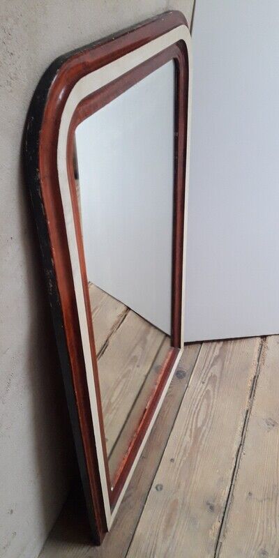 Miroir Louis Philippe H112xL76 laque bordeaux blanc crème