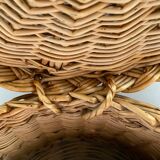 Vintage pouf braided wicker storage chest