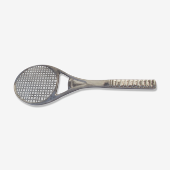 Silver metal bottle opener racket shape