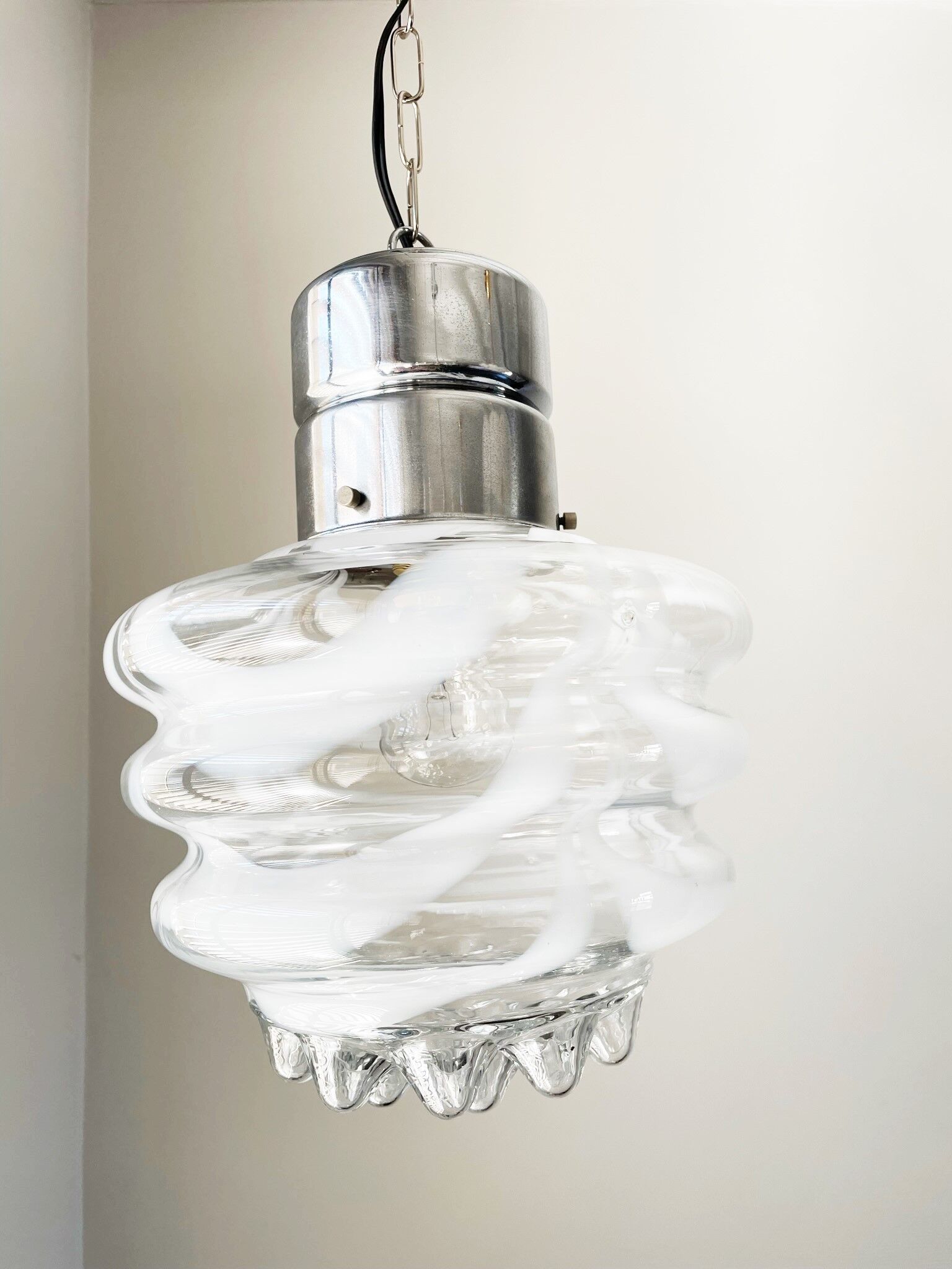 Vintage glass mazzega pendant light, 1960s