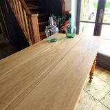 Table de drapier en chêne massif doré 230x73cm deux tiroirs