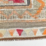 3x12 Vintage Red Orange Turkish Runner Rug, Handmade Wool Carpet, 86x352Cm