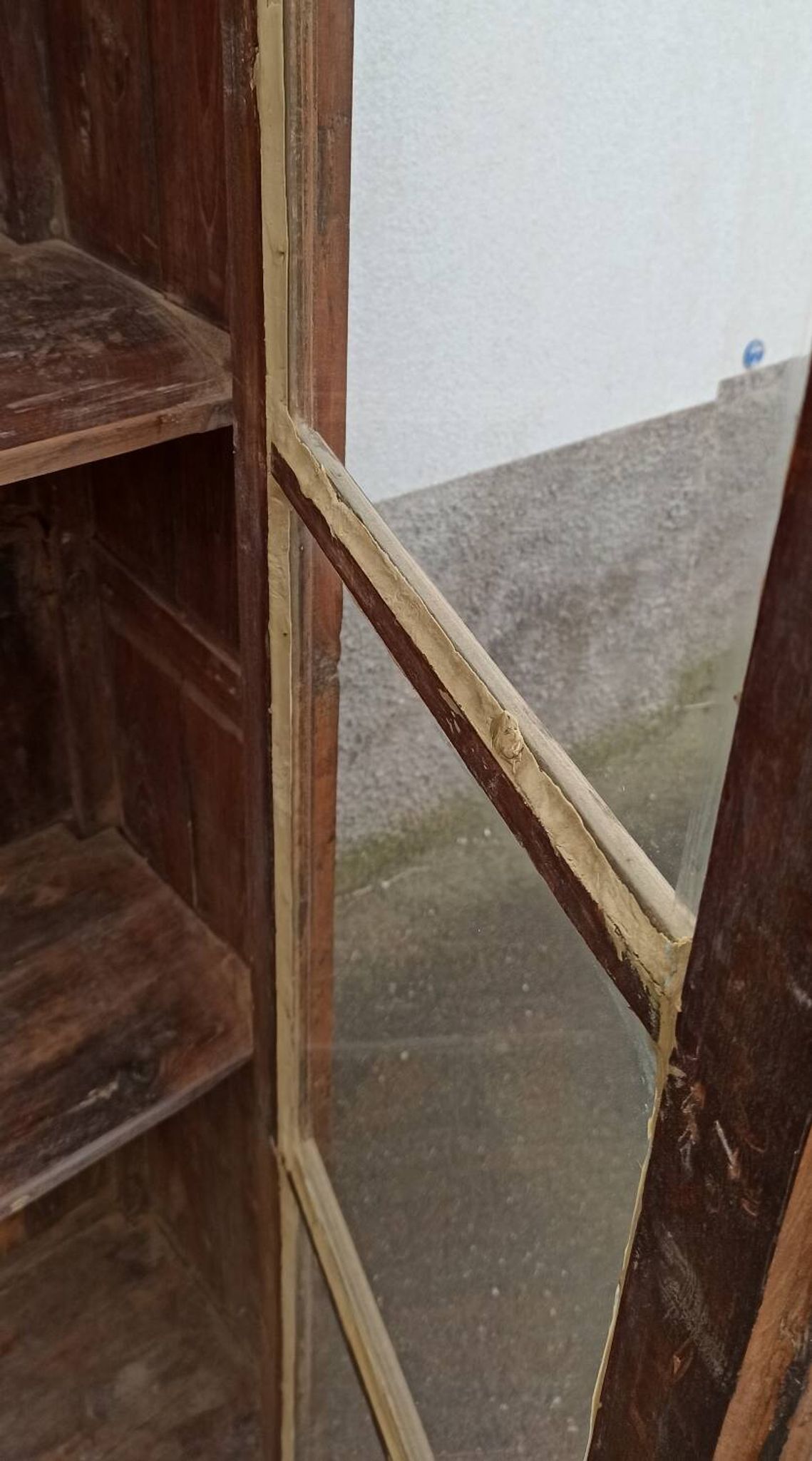 Old wooden glazed cabinet