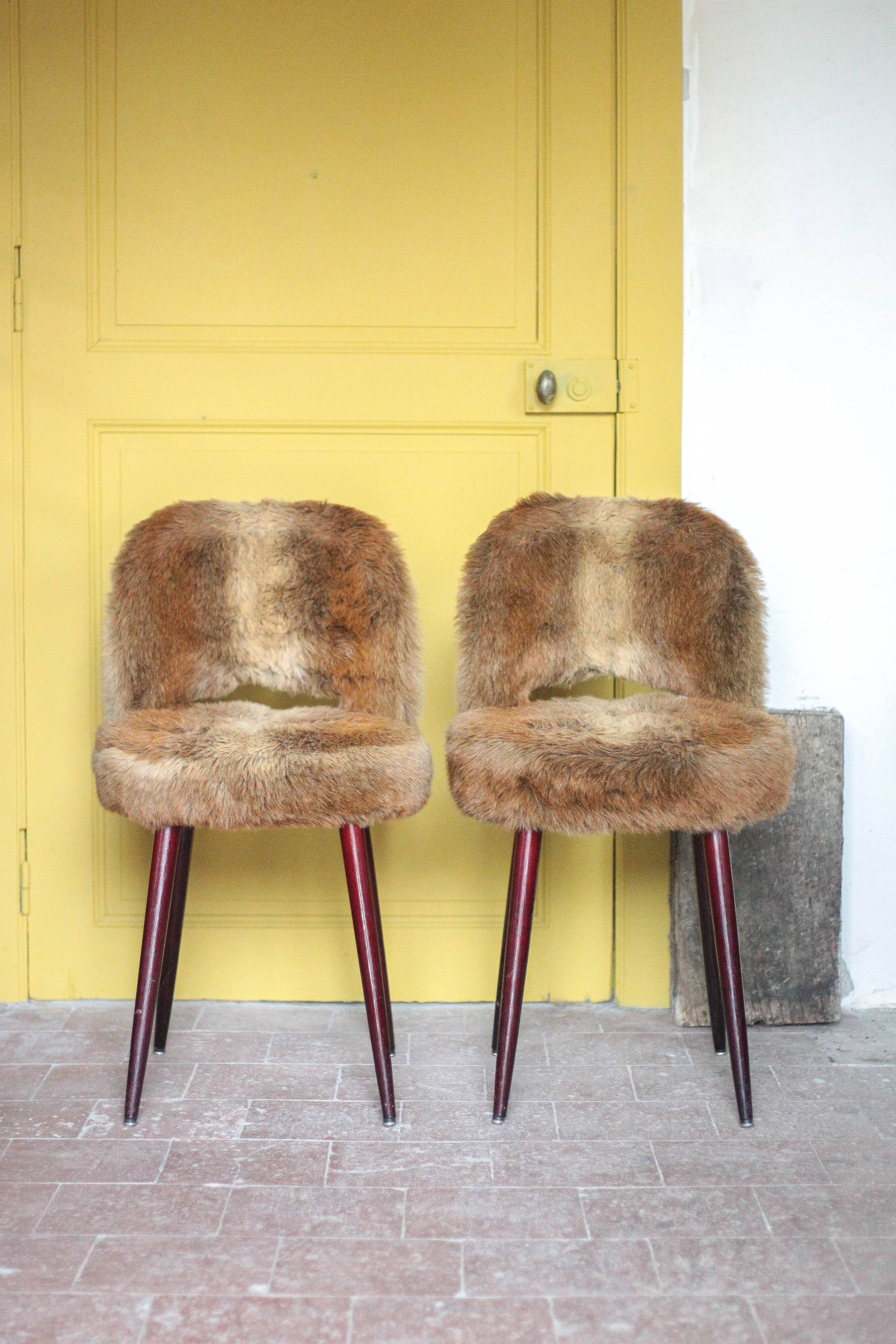 Pair of Moumoute chairs in Baumann style, vintage chairs, retro chair