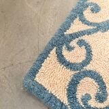 White and blue floral wool rug