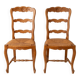 Set of 6 antique chairs in solid cherry wood and woven straw.