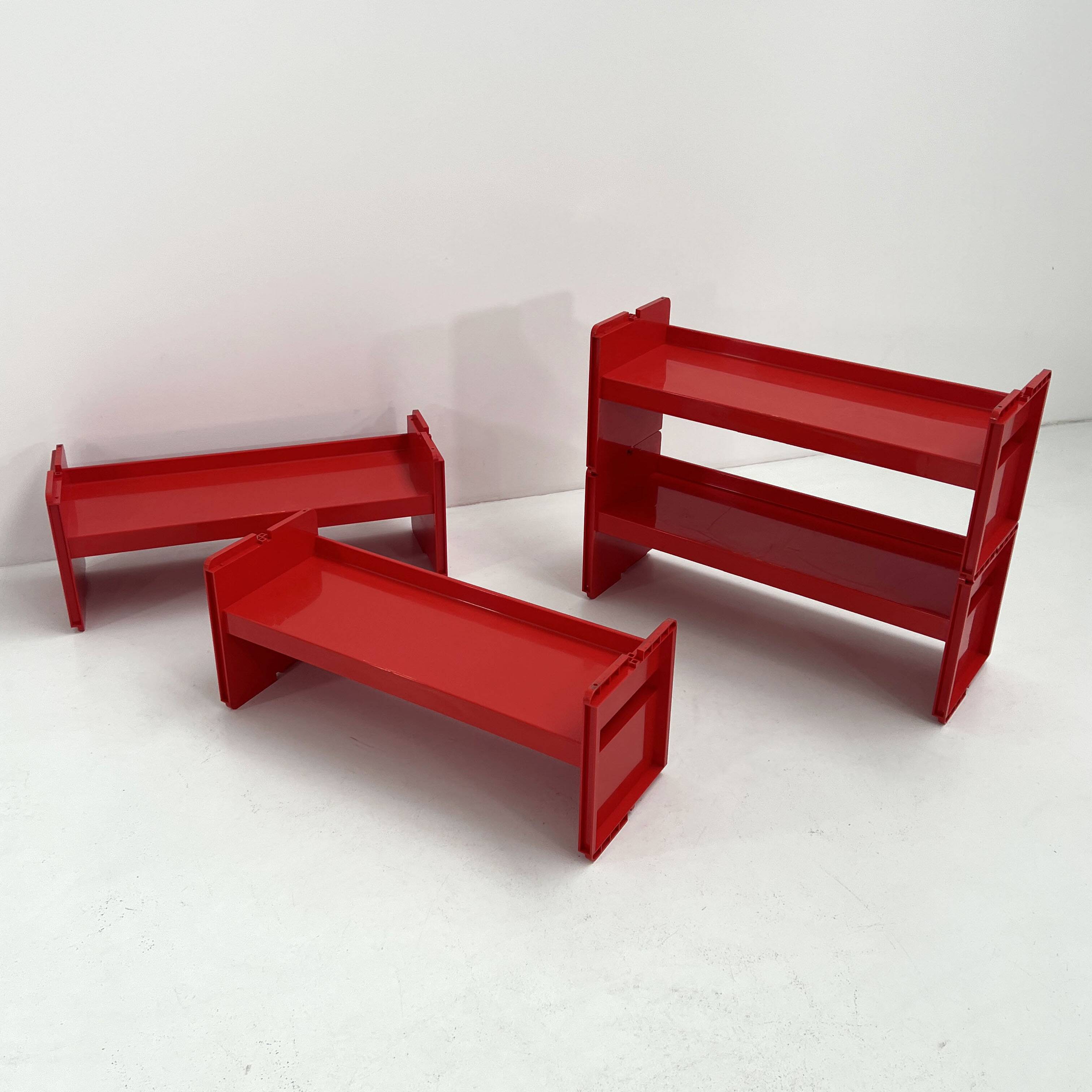 Etagère modulable Jeep rouge par De Pas, D'Urbino & Lomazzi pour BBB 1970
