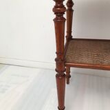 Guéridon table appoint en bois et osier vintage