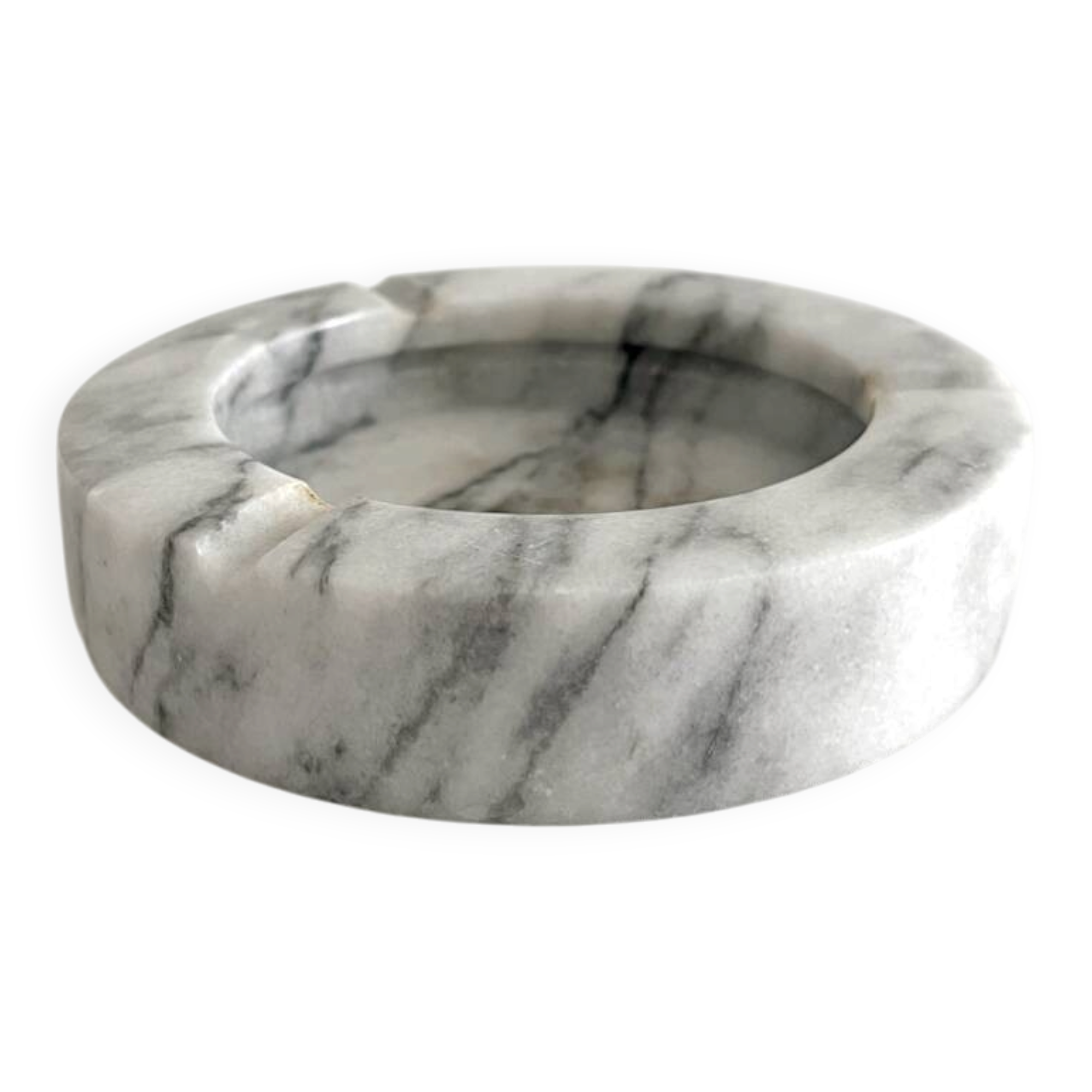 Cendrier rond en marbre gris vintage