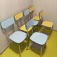 6 vintage formica blue yellow kitchen chairs